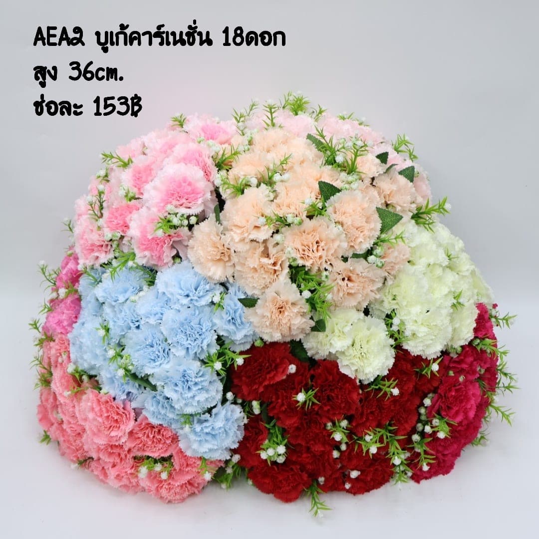 คาร์เนชั่น 18ดอก (AEA02), คาร์เนชั่น 18 ดอก — ดอกฟอร์มแน่น สีไล่นุ่ม เก็บฟอร์มได้นานในแจกัน