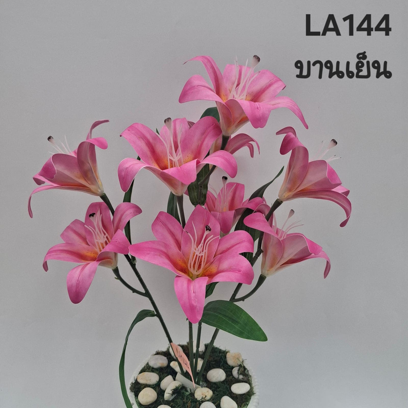 บูเก้ลิลลี่ 7 ดอก (LA14), บูเก้ลิลลี่ 7 ดอก — ฟอร์มทรงแตรเปิดออก จัดให้เป็นจุดเด่นในแจกันสูง