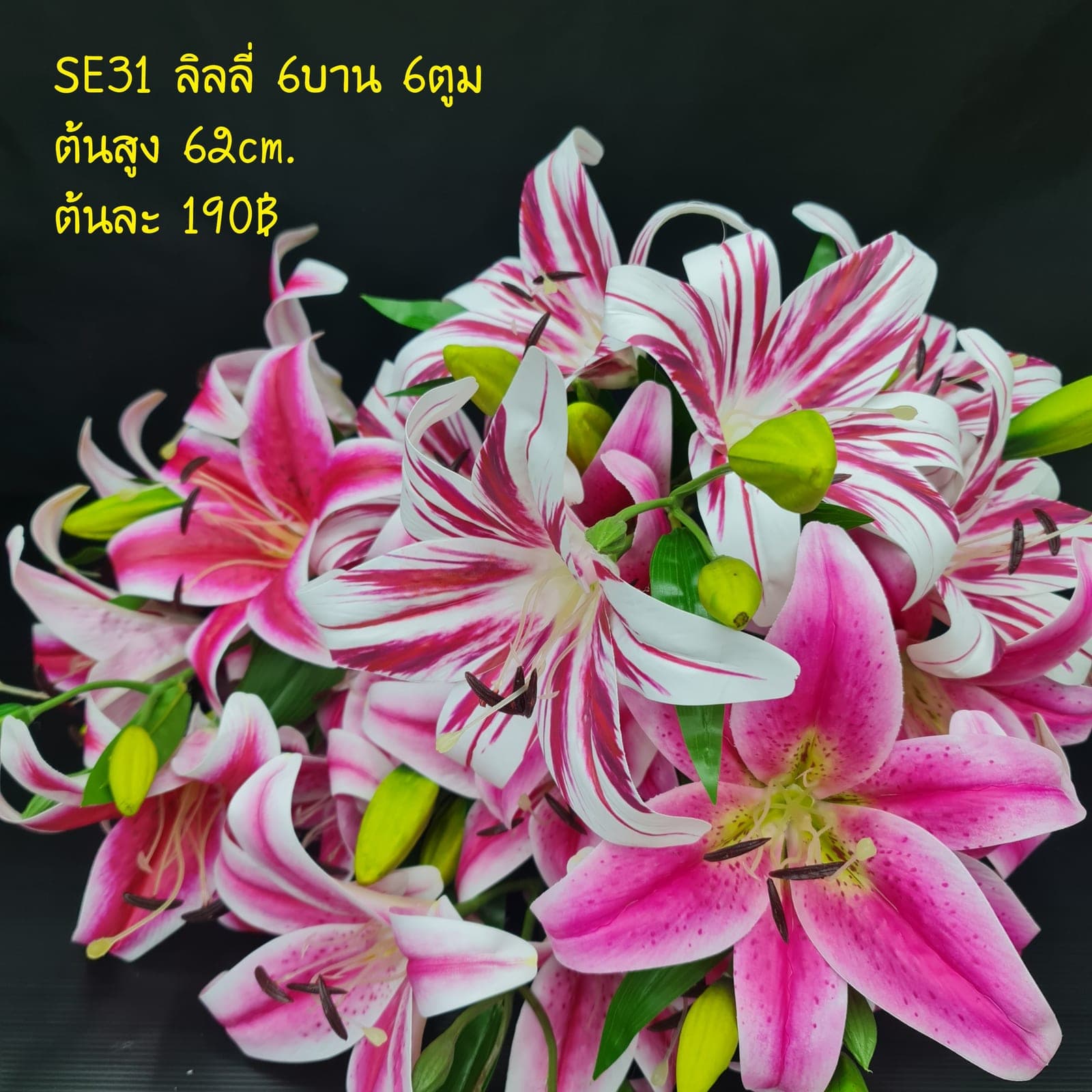 ลิลลี่ (SE31), Lily: arched petals and elongated stamens carve a sharp silhouette.