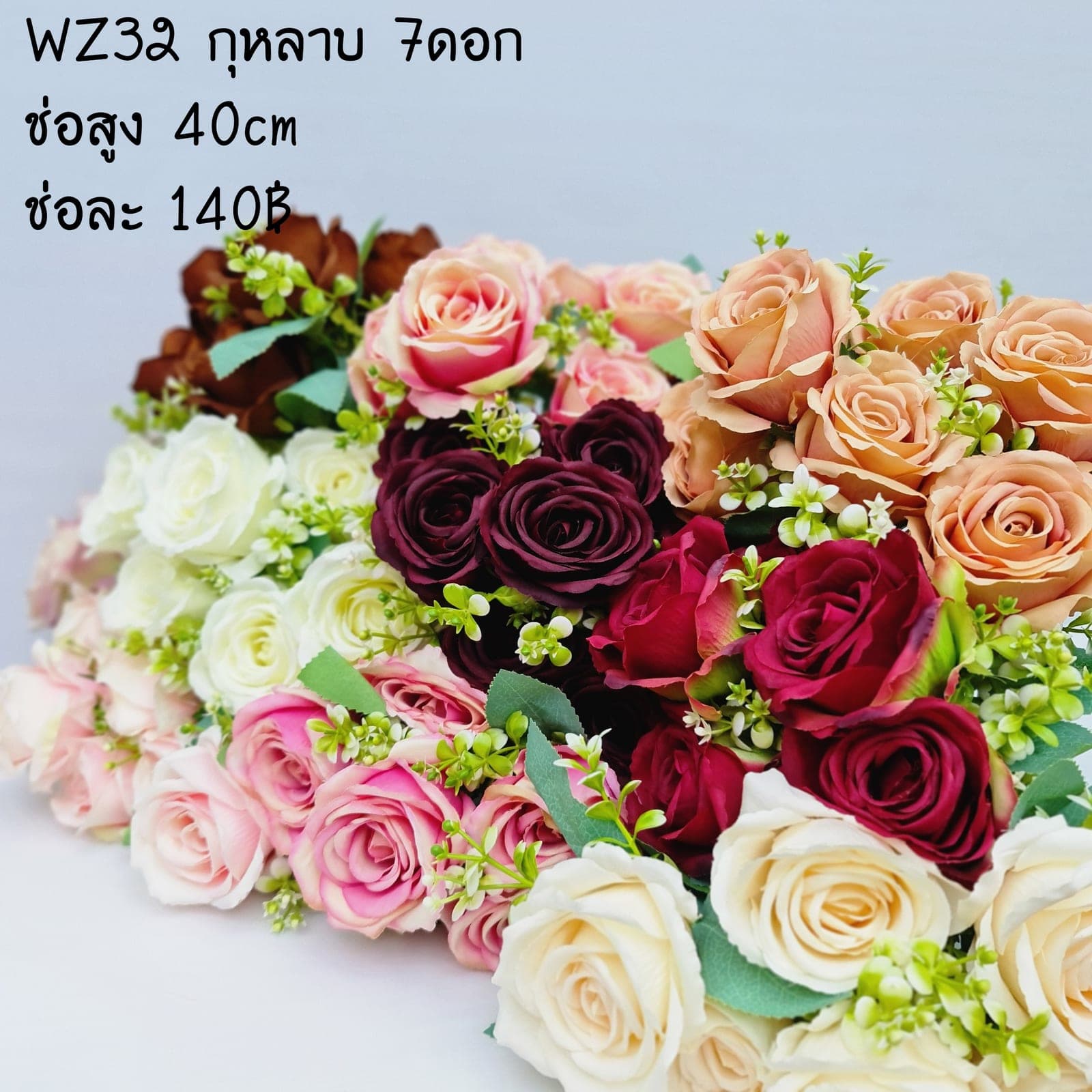 กุหลาบ7ดอก (WZ32), กุหลาบ 7 ดอก: สีกลีบเป็นชั้นไล่โทนจากใจกลางสู่ขอบนอก